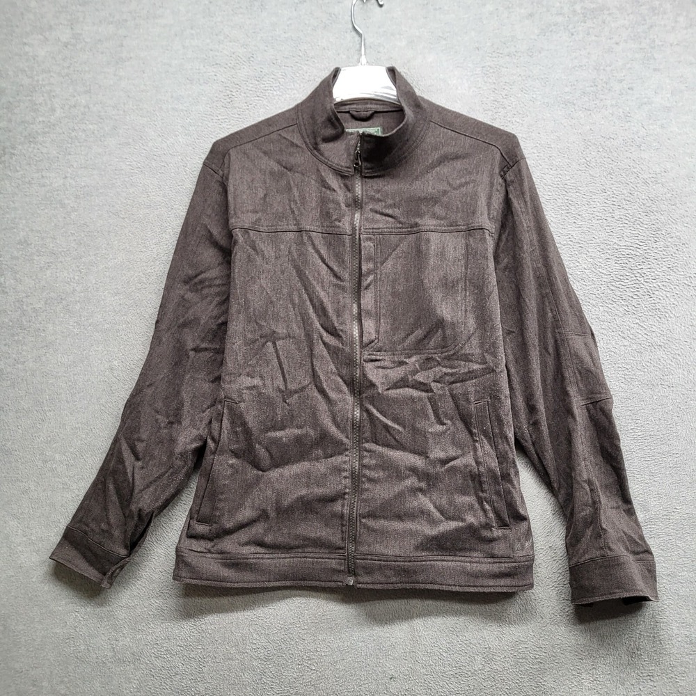 Woolrich Men Jacket Large‎ Gray Full Zip Denim Mock Neck Bomber